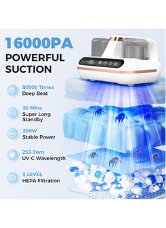 ASIV Bed Vacuum Cleaner Powered by UV-C light & ultrasonic technology, 16Kpa strong suction,low noise,Suitable for dust, pet hair, etc  - Image 2