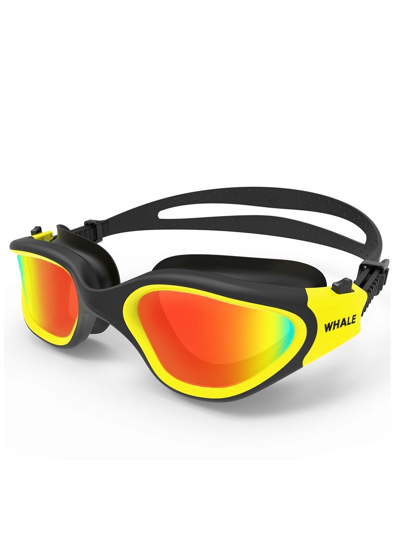 Whale Professional Adult Anti-fog UV protection Lens Men Women Swimming Goggles Waterproof Adjustable Silicone swim (Yellow) - Image 1