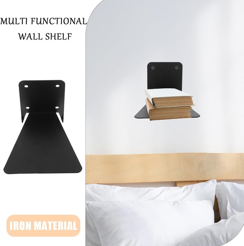 Garneck Invisible Floating Bookshelf Wall Mount 2pcs Black Metal Book Shelves for Bedroom and Living Room Hidden Storage Wall Display Shelf - Image 4
