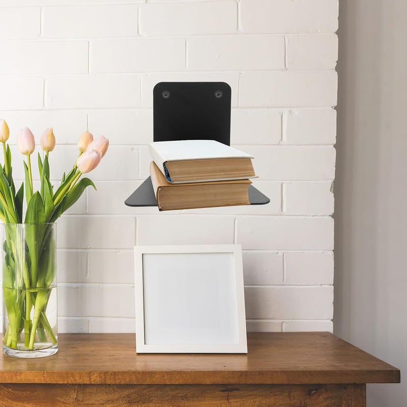 Garneck Invisible Floating Bookshelf Wall Mount 2pcs Black Metal Book Shelves for Bedroom and Living Room Hidden Storage Wall Display Shelf - Image 5