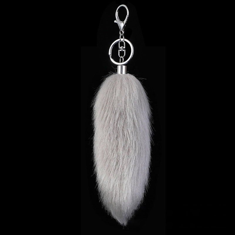 16cm Long Faux Fur Animal Tail Keychain Bag Charm Handphone Car Decoration Color 12 - Image 5