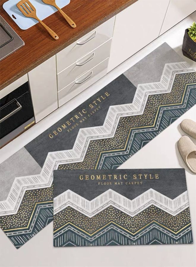 Kutis طقم سجادات مطبخ غير قابلة للانزلاق من قطعتين بتصميم هندسي تمتص الماء بسرعة 120 × 40 و 60 × 40 سم - Image 1