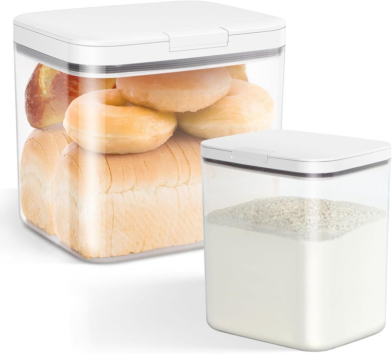 TBMAXS 2 Pack Flour and Sugar Storage Containers with One-Press Flip-up Lid, 2.1Qt + 4.75 Qt Food Storage Container for Rice, Nuts, Snack, Dog Treat, Laundry Room, Kitchen Organization - Image 1