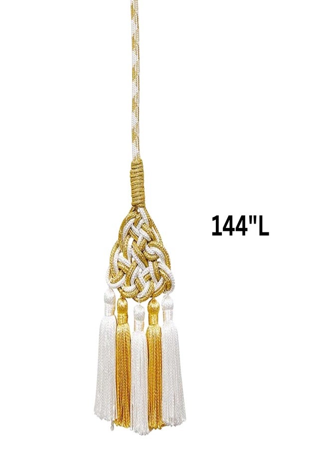 نيدزو حزام أنيق أبيض مضفر من البوليستر من نيدزو مع شرابات، 144 بوصة (أبيض) - Image 3