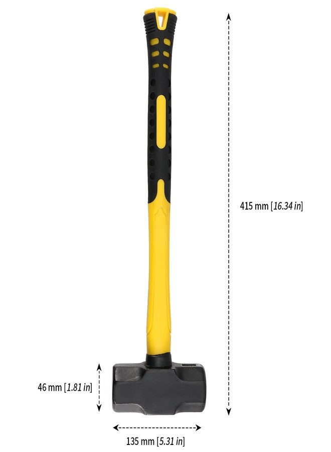MANCHAP 2 PCS 16 Inch 4 Lbs Sledge Hammer, Mini Club Hammer with with Fiberglass Handle, 4 Pound Drilling Crack Hammer for Demolition and Construction,black yellow - Image 2