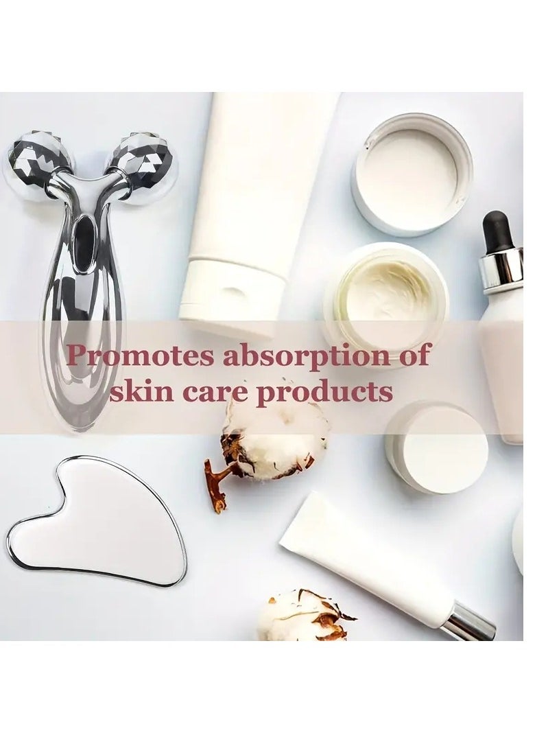 ORiTi Stainless Steel Gua Sha and Face Roller Set Gua Sha Facial Tool Face Massager for Face Sculpting Metal Gua Sha Face Roller Skin Care Facial Massager for Women  - Image 3