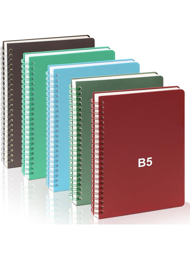 5 PCS Spiral Notebooks,B5 Size Hardcover, 160 Smooth Lined Pages, Executive Grade Notebooks Perfect for University Lectures & Study Notes, Office Meetings,and Personal Goal Planning & Daily Schedules - Image 1