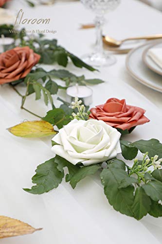 Floroom Artificial Flowers 50pcs Real Looking Ivory Foam Fake Roses with Stems for DIY Wedding Bouquets White Baby Shower Centerpieces Floral Arrangements Party Tables Home Decorations - Image 4