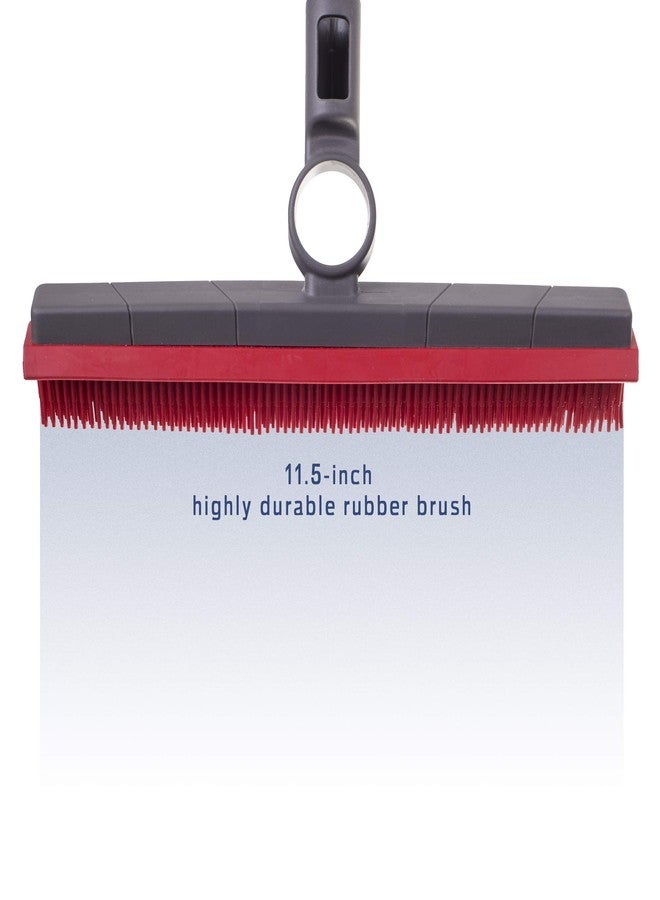FAYINA Premium Rubber Floor Brush with 11.5-Inch Squeegee & Stainless Steel Handle - for Carpets & All Surfaces - Pet Hair Fur Remover Broom - Extendable up to 56 Inches - Image 3