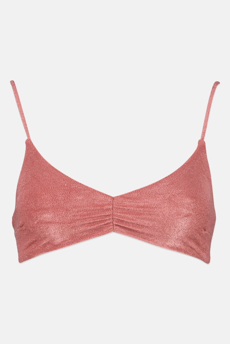 Reserved Women Non Padded Textured Bikini Top, Dark Old Rose - Image 2