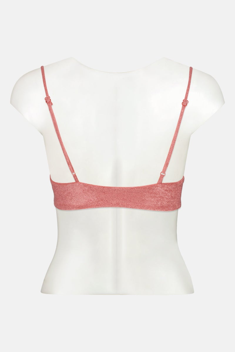 Reserved Women Non Padded Textured Bikini Top, Dark Old Rose - Image 3