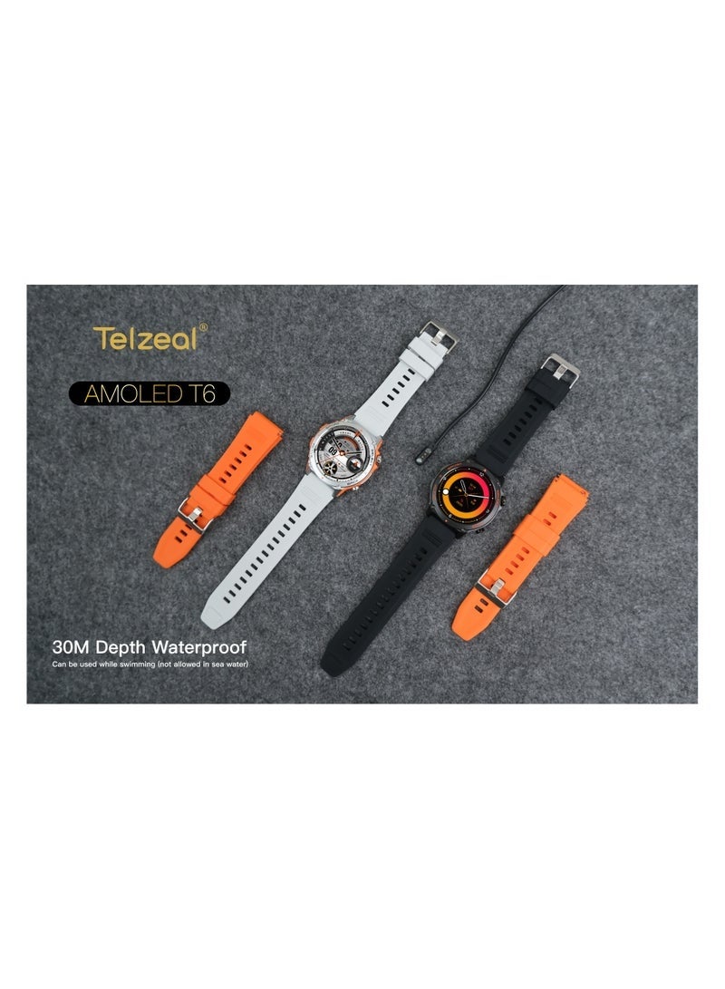 Telzeal AMOLED T6 Smart Watch – Rugged Waterproof Fitness Watch with Super AMOLED Display, Heart Rate & Sleep Monitor, Long Battery, Multi-Sport Modes, Includes 3 Replaceable Straps - Image 3