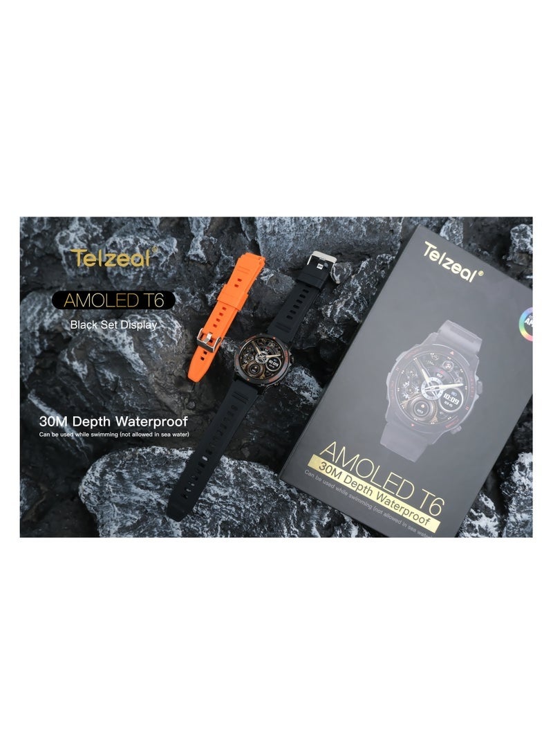 Telzeal AMOLED T6 Smart Watch – Rugged Waterproof Fitness Watch with Super AMOLED Display, Heart Rate & Sleep Monitor, Long Battery, Multi-Sport Modes, Includes 3 Replaceable Straps - Image 4