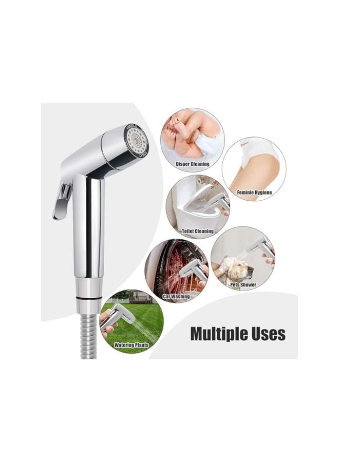 The Bros رأس رشاش 1 قطعة، 2 وضعية دش يدوي من الفولاذ المقاوم للصدأ، رشاش bidet محمول، رشاش قماش الحمام، رشاش حفاضات للمطبخ وتنظيف المرحاض - Image 5