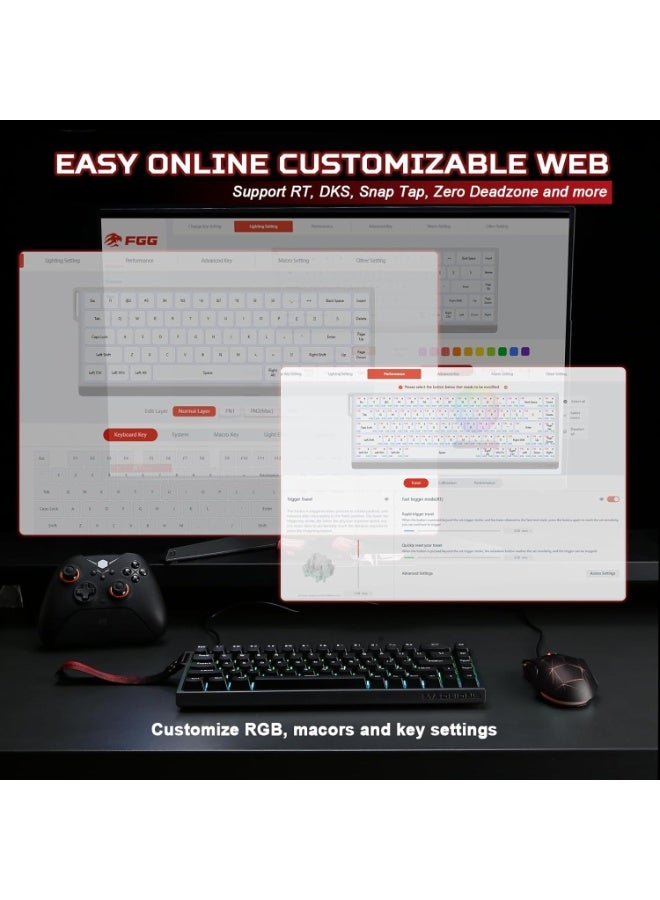 MADLIONS Mad68 HE RGB Mechanical Keyboard Magnetic Switch Hot Swap 8000hz 0.02mm FPS Gaming Keyboard with Adjustable Actuation, Rapid Trigger Mode, Hall Effect Switches, for PC/Mac, Black Portable Birthday Holiday Gift - Image 5