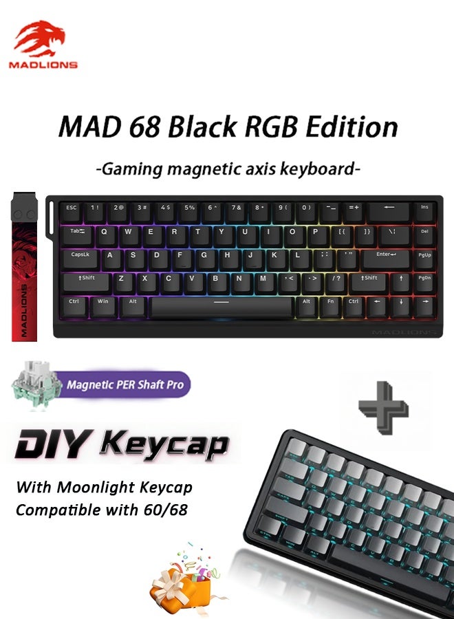 MADLIONS Mad68 HE RGB Mechanical Keyboard Magnetic Switch Hot Swap 8000hz 0.02mm FPS Gaming Keyboard with Adjustable Actuation, Rapid Trigger Mode, Hall Effect Switches, for PC/Mac, Black Portable Birthday Holiday Gift - Image 1