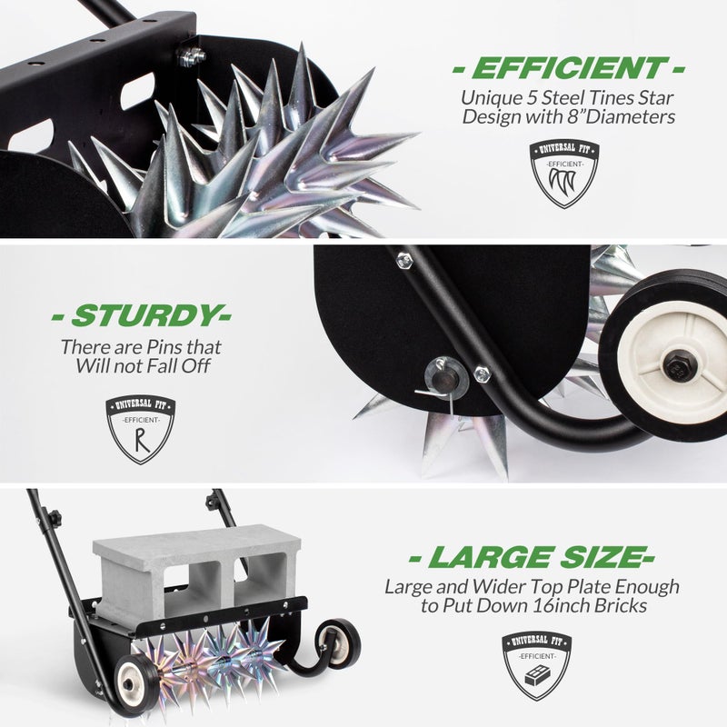 Suchtale 18-Inch Push Spike Aerator, Heavy Duty Rolling Lawn Aerator, Rotary Spike Lawn Aerator, Manual Aeration Equipment with Steel Handle, Suitable for Lawns, Garden, and Yard Grass Aeration - Image 3