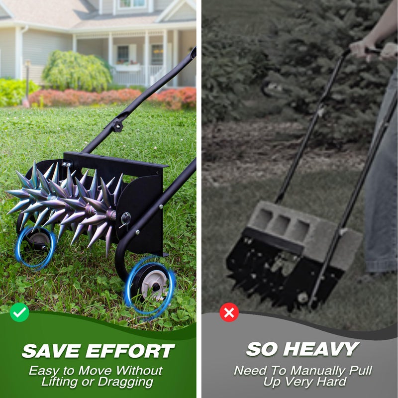 Suchtale 18-Inch Push Spike Aerator, Heavy Duty Rolling Lawn Aerator, Rotary Spike Lawn Aerator, Manual Aeration Equipment with Steel Handle, Suitable for Lawns, Garden, and Yard Grass Aeration - Image 4