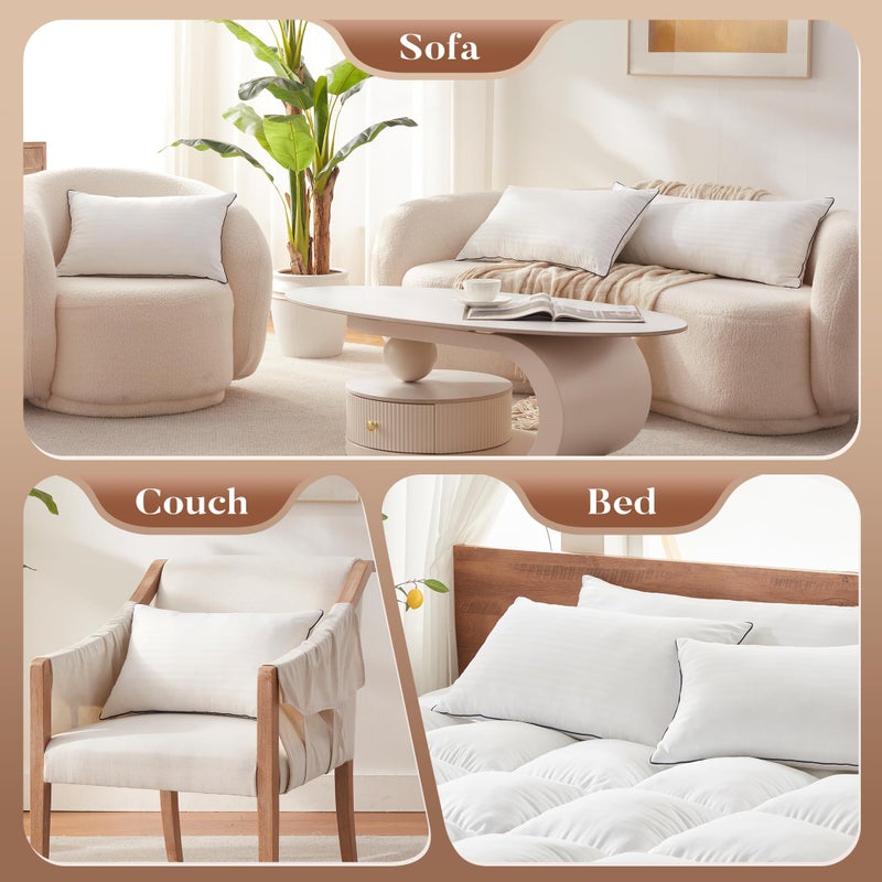 Richtry Memory Foam 14 x 36 Inch Throw Pillow Insert, Premium Lumbar Pillow Insert for Decorative Throw Pillow, Living Room, Couch and Sofa, 14 x 36 Inch, White - Image 2