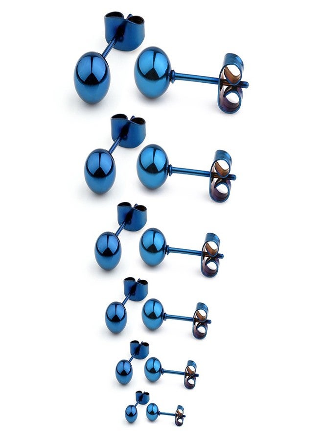 Ruifan 20G Stainless Steel Ball Stud Earrings for Men Women Round 3-8mm 6Pairs - Image 1