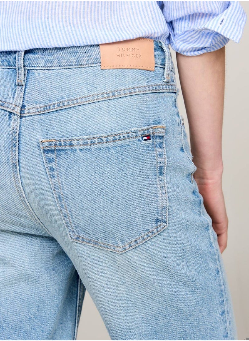TOMMY HILFIGER - Women's High Rise Slim Distressed Denim Shorts -  Rigid denim, Blue - Image 1