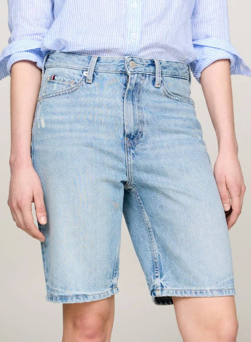 Tommy Hilfiger  High Rise Slim Distressed Denim Shorts for Women | Best Price UAE