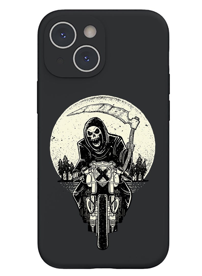 Theodor Protective Slim Fit Case Liquid Silicone Cover with Full Body Protection Anti-Scratch Shockproof Case For iPhone 14 Black  - Squid - Image 1