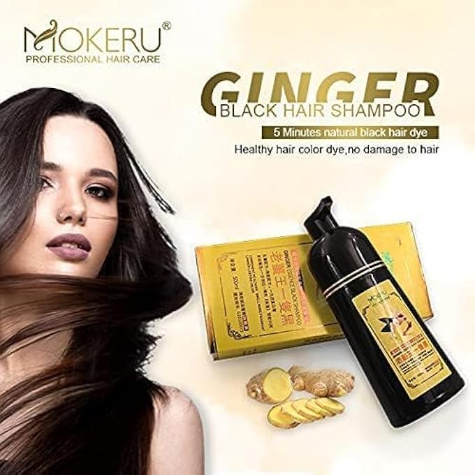 MOKERU GINGER BLACK PROFESSIONAL OIL HAIR DYE COLOR SHAMPOO 500 ML: INSTANT FAST ACTING LONG LASTING HAIR COLOR SHAMPOO FOR GRAY HAIR MAGIC HAIR DYE SHAMPOO COLORS HAIR IN MINUTESLONG LASTING - Image 2