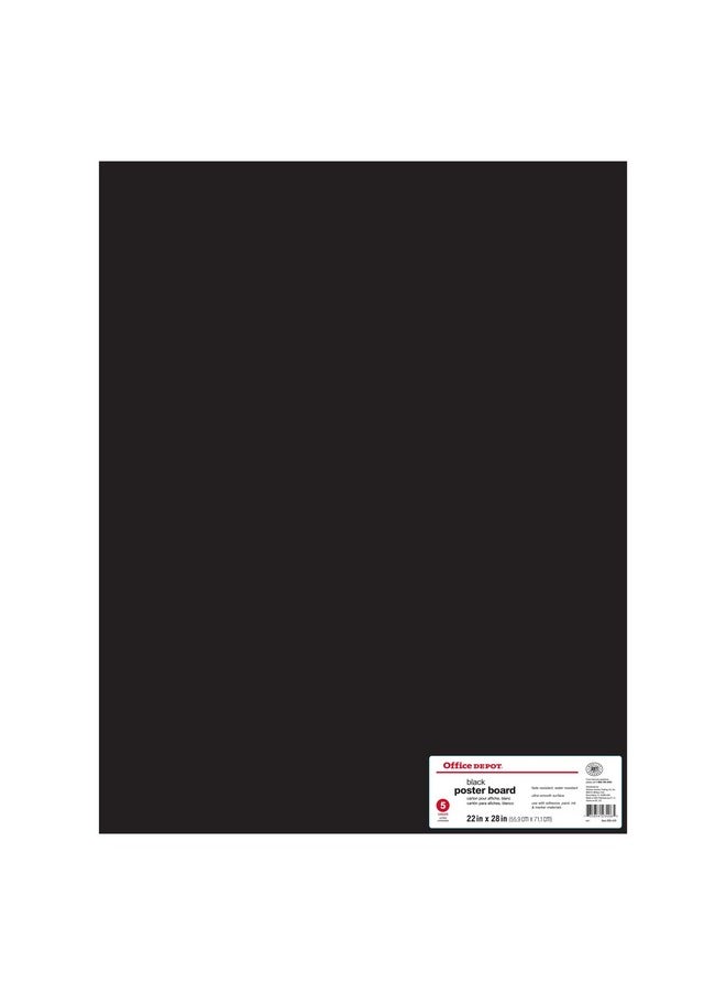 Office Depot Poster Boards, 22In. X 28In., Black, Pack Of 5, 23406  - Image 1