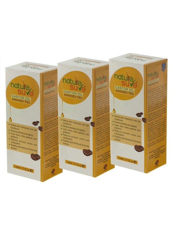 Nature Sureâ¢ Castor Oil (Arandi Tail) - 3 Packs (3x110ml) extracted from Ricinus communis - Image 1