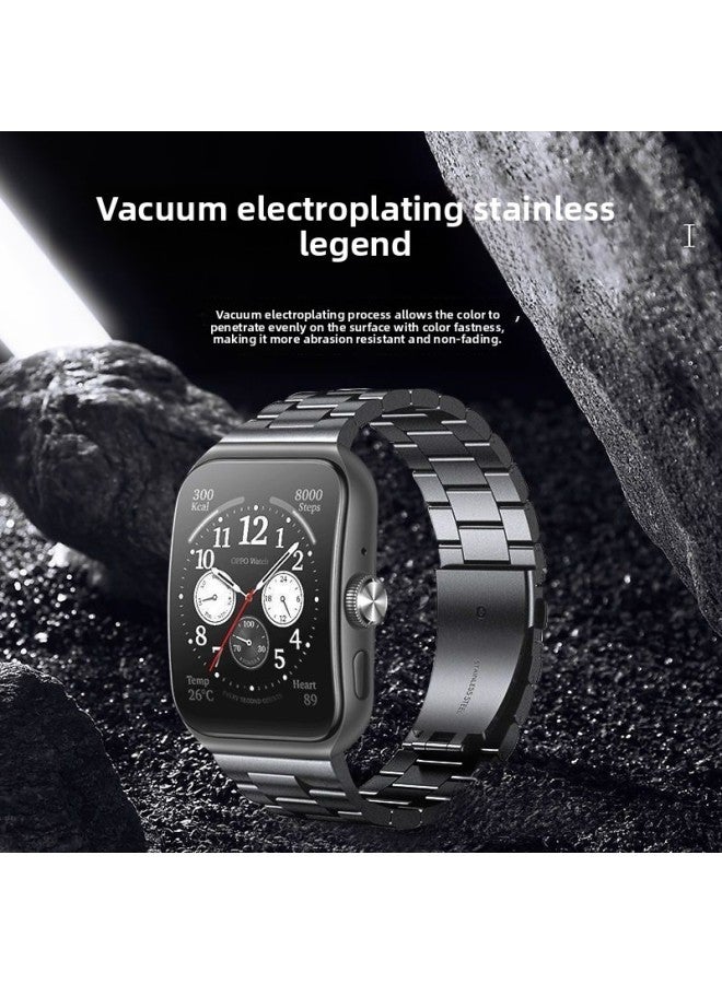 For OPPOwatch3Pro Watch Strap Watch2 Smart Sport 41/42/46mm Milan Watch Band-Color:Silver [stainless Steel Three-bead Watch Strap]-exclusive For Oppo Watch Se