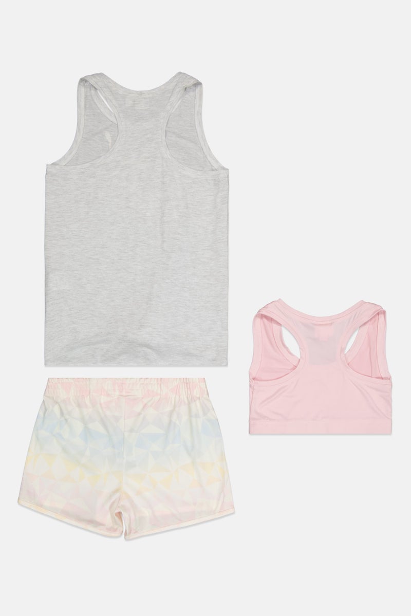 PUMA طقم بنات أطفال مكون من 3 قطع بشعار العلامة التجارية، متعدد الألوان - Image 3