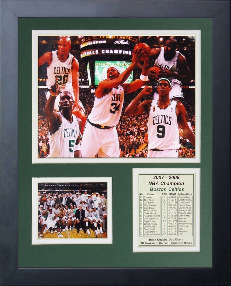 Legends Never Die أساطير لا تموت 2008 بوسطن سلتكس أبطال NBA إطار صورة كولاج، 11" × 14"، (12318U) - Image 1
