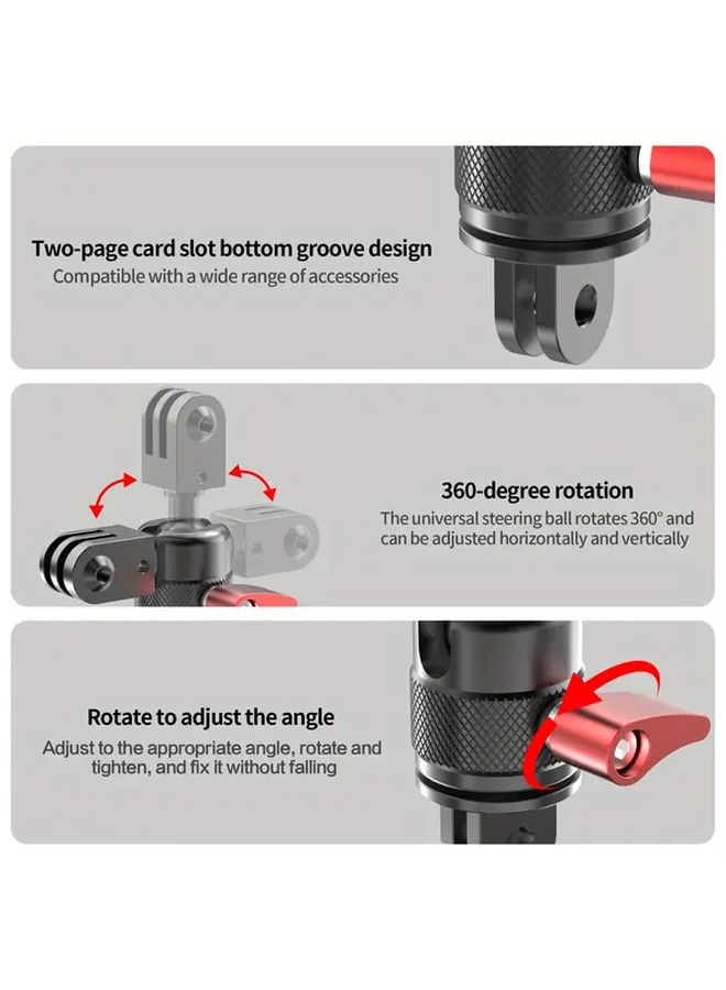 Black 360 Degree Rotating Aluminum Alloy Stand For 12 11 Action Camera - Image 5