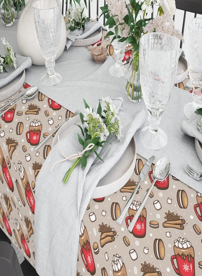 Xtremepads Spicy Hot Chocolate Red Cup Pattern Pattern - Rectangle Oblong Linen Tablecloth, 60" x 102" inches Washable Decorative Table Cloth - Image 4