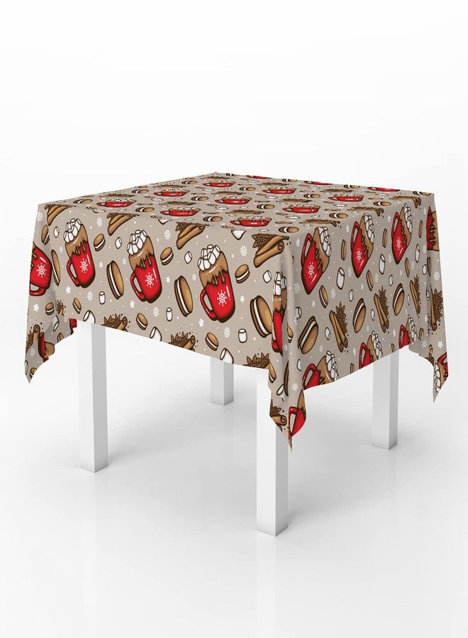 Xtremepads Spicy Hot Chocolate Red Cup Pattern Pattern - Rectangle Oblong Linen Tablecloth, 60" x 102" inches Washable Decorative Table Cloth - Image 2