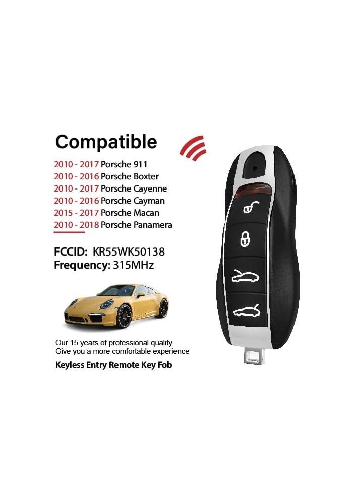 Keylessbest Car Key Fob Remote Keyless Entry Control KR55WK50138 315MHz 4 Button Replacement for Porsche Models - Image 2