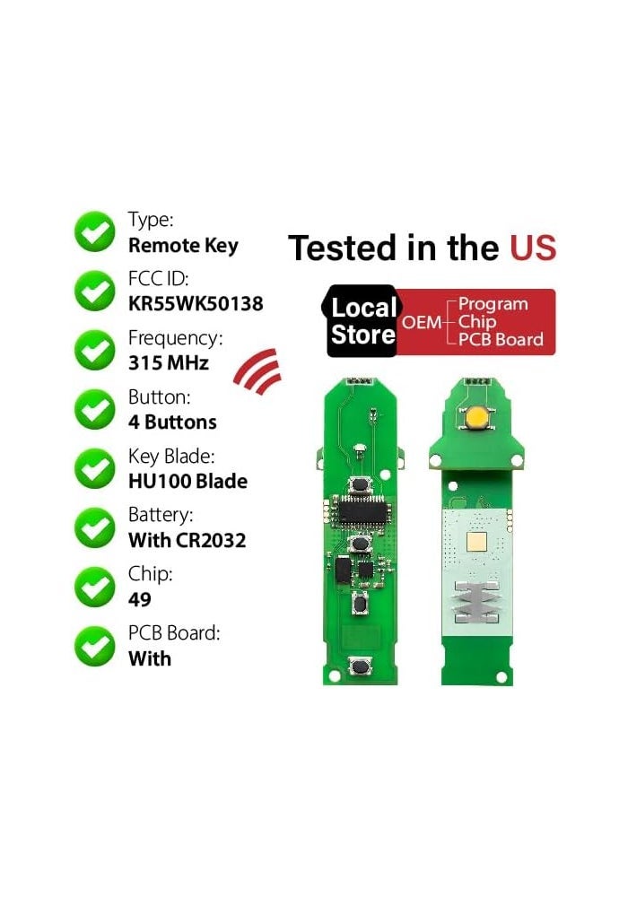 Keylessbest Car Key Fob Remote Keyless Entry Control KR55WK50138 315MHz 4 Button Replacement for Porsche Models - Image 4