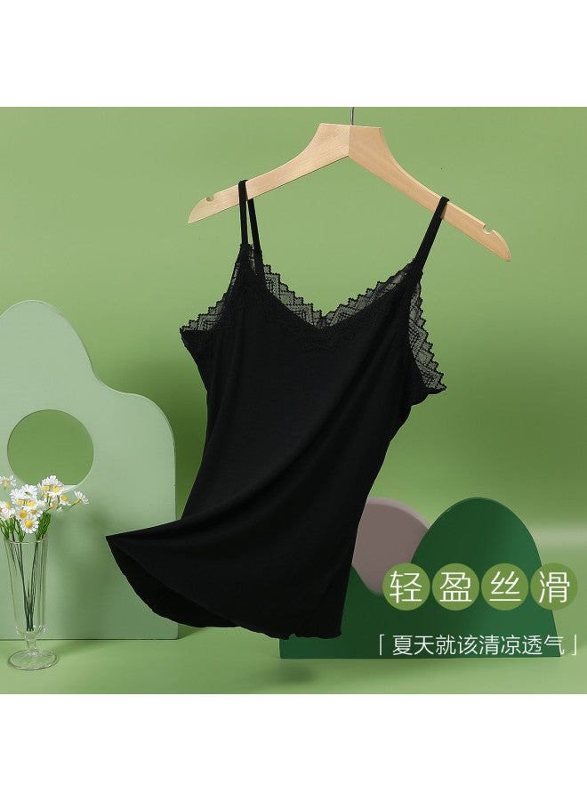 Red Bean Breathable Modal Lace Cami Top For Women, Summer Layering Staple, Versatile Wear, Stylish Back Design - Image 3