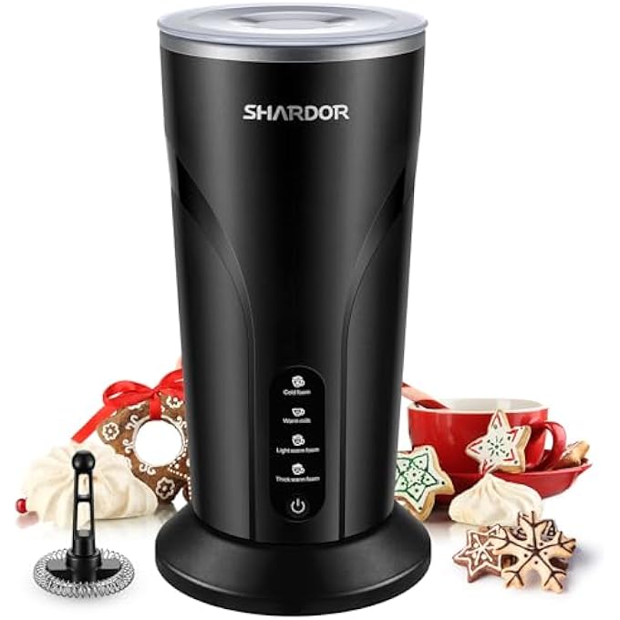 شاردور مفرج وبخار حليب كهربائي بوظيفة دافئة 4 في 1 سخان أوتوماتيكي لتسخين الحليب بسعة 300 مل وصانع رغوة ساخنة وباردة للقهوة لاتيه كابتشينو شوكولاتة ساخنة - Image 2