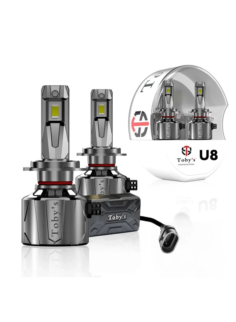 توبيز مصباح أمامي LED U8 من Toby's بقوة 75 وات/قطعة و150 وات/زوج من مصابيح الرأس بقوة 6500 كلفن للشعاع المنخفض - U8 L - H1