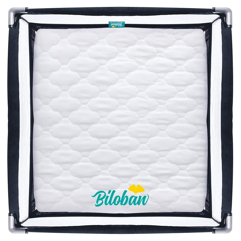 Biloban Playard Mattress Cover -for Square Play Yard, Perfect for New Room2 / TotBloc Portable Playard, Waterproof, Ultra Soft, Fitted Playpen Mattress Cover, White - Image 4
