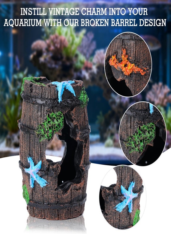 Ameliade Aquarium Plastic Plants Decorations and Fish Tank Broken Barrel Hideout Cave Decor Set Goldfish Betta Small Fish Bowl Ornaments Accessories （12-PCS） - Image 5