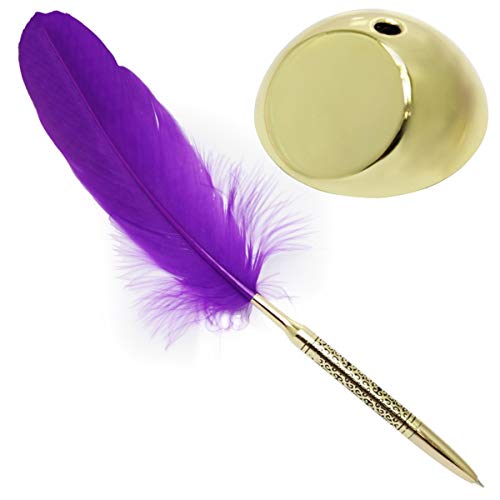 R H LIFESTYLE Feather Ball Pen With Stand and Gift Box (Pen With Round Gold Stand) - Image 2