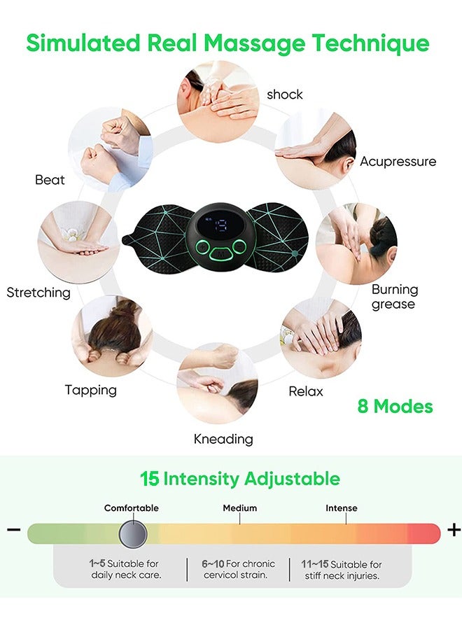 Loquat Mini 8 Modes TENS Muscle Stimulator Pad EMS Pulse Rechargeable Massage Acupuncture Machine for Neck Waist with Remote Controller - Image 3
