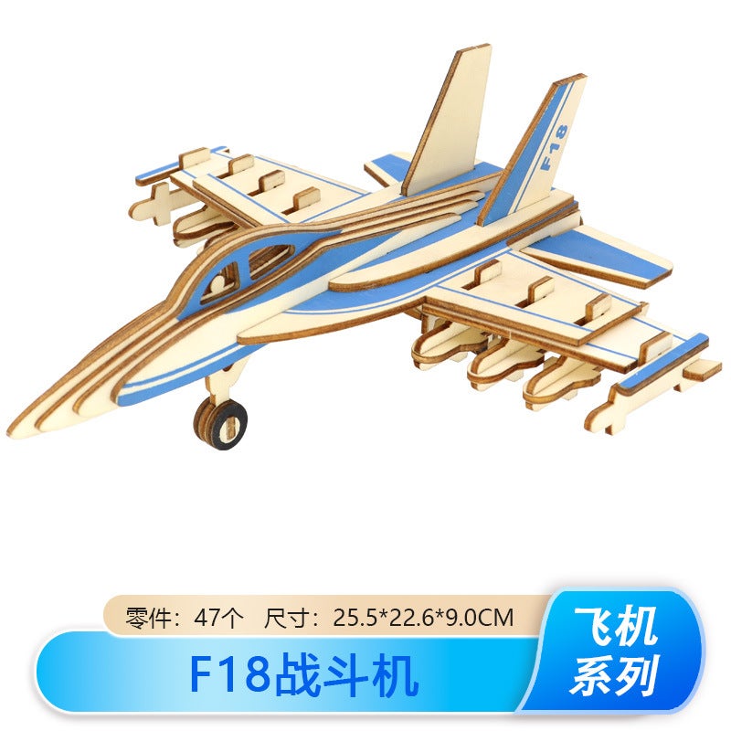 New J-20 Fighter Model Wooden Plane Ornaments Wooden Three-Dimensional Puzzle Boys Diy Toy - Image 1