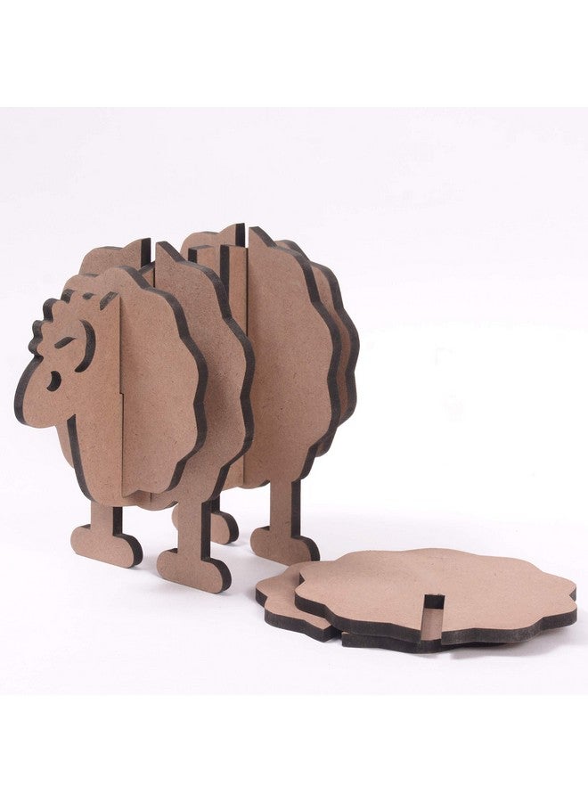 IVEI MDF DIY Coasters with Sheep Holder - MDF Plain Wooden Sheep Coasters & Holder Blank Cutouts for Painting Wooden Sheet Craft, Decoupage, Resin Art Work & Decoration - Set of 6 Coasters - Image 1