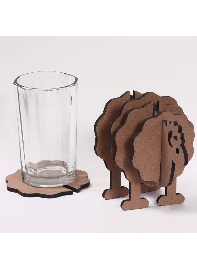 IVEI MDF DIY Coasters with Sheep Holder - MDF Plain Wooden Sheep Coasters & Holder Blank Cutouts for Painting Wooden Sheet Craft, Decoupage, Resin Art Work & Decoration - Set of 6 Coasters - Image 3