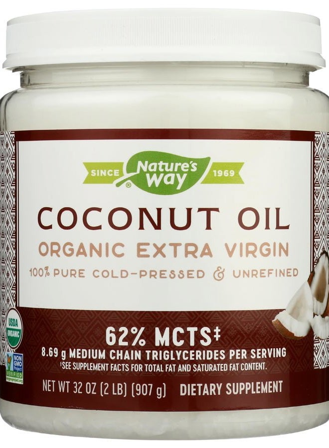 Nature's Way Organic Extra Virgin Coconut Oil, Pure Source of MCTs, Cold-Pressed, 32 Oz.  - Image 1