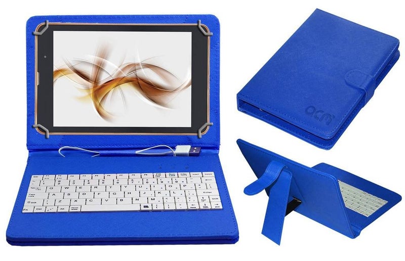 ACM USB Keyboard Case Compatible with Iball Slide Nimble 4gf Tablet Cover Stand Study Gaming Direct Plug & Play - Blue - Image 1